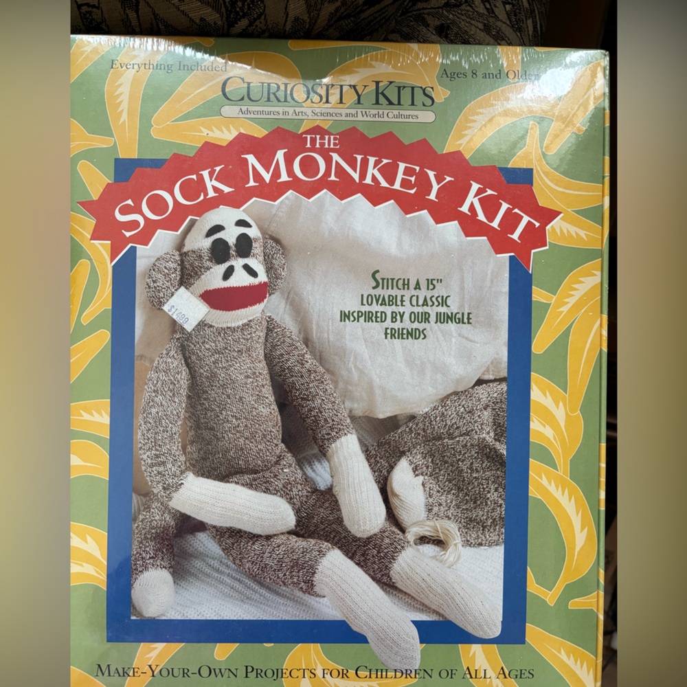 Curiosity Kits Sock Monkey Kit - Gray and White New in Box